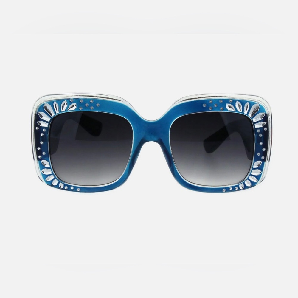 Womens Designer Style Sunglasses Oversized Square Thick Frame UV 400 TURQUOISE